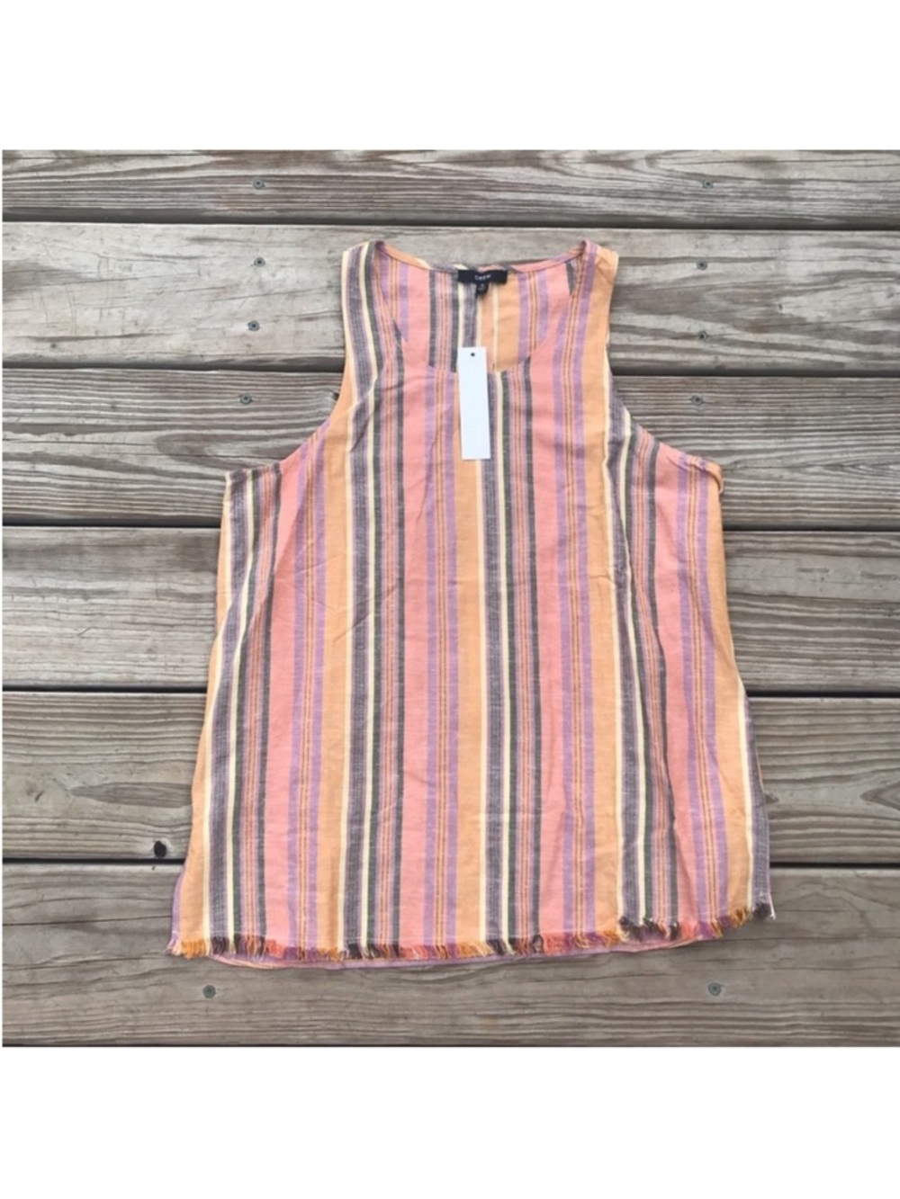 Drew Agave Frayed Hem Linen Top